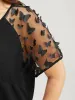 Plain Butterfly Appliques Mesh Raglan Sleeve Blouse sold by Bloomchic