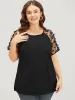Plain Butterfly Appliques Mesh Raglan Sleeve Blouse sold by Bloomchic