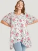 Floral Lace Ruffle Sleeve High Low Hem Blouse sold by Bloomchic