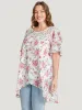 Floral Lace Ruffle Sleeve High Low Hem Blouse sold by Bloomchic