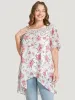 Floral Lace Ruffle Sleeve High Low Hem Blouse sold by Bloomchic