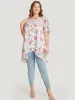 Floral Lace Ruffle Sleeve High Low Hem Blouse sold by Bloomchic
