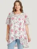 Floral Lace Ruffle Sleeve High Low Hem Blouse sold by Bloomchic