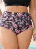 Paisley High Waist Ruched Detail Swim Bottom sold by Bloomchic