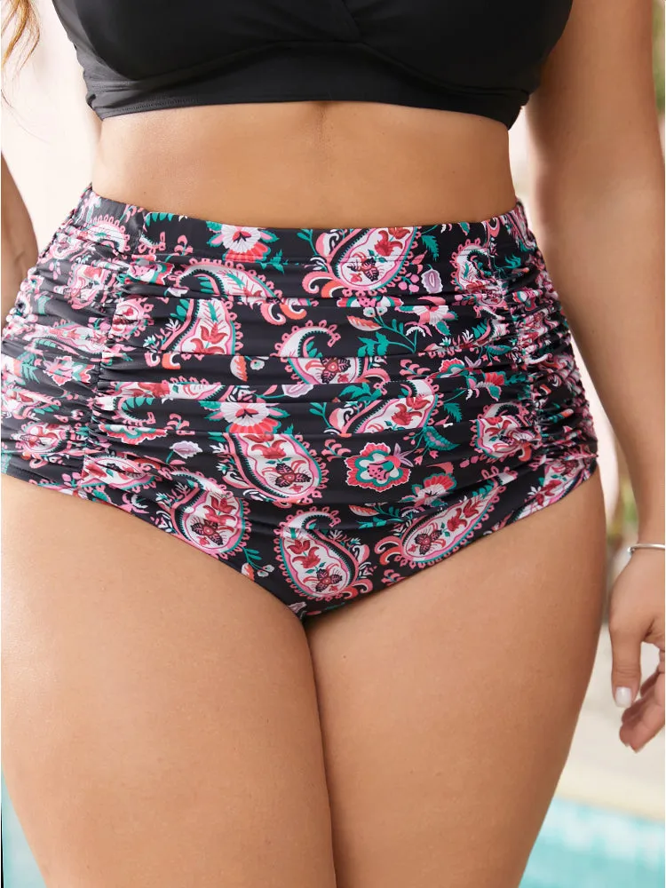 Paisley High Waist Ruched Detail Swim Bottom sold by Bloomchic product image thumbnail 3