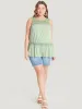 Plain Contrast Lace Mesh Ruffle Hem Tank Top sold by Bloomchic