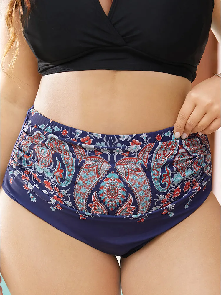 Paisley Print Ruched Front Swim Bottom sold by Bloomchic