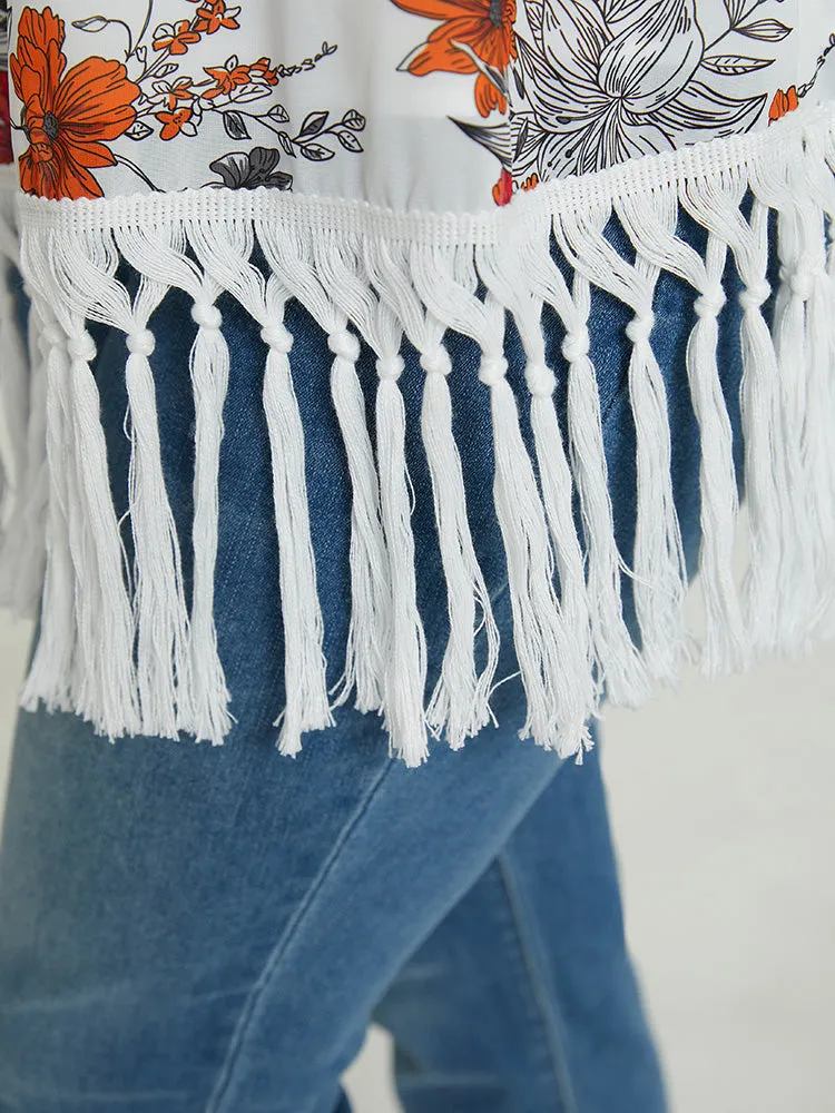 Floral Print Fringe Trim Tank Top sold by Bloomchic product image thumbnail 5