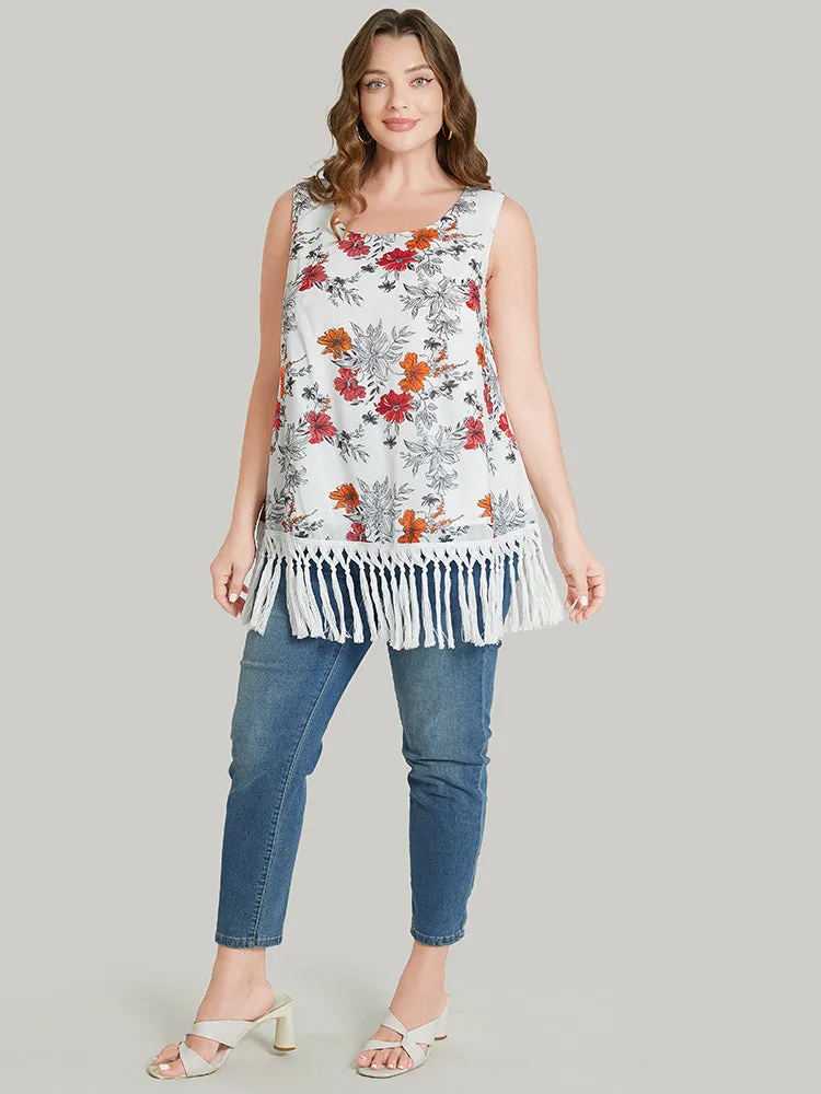 Floral Print Fringe Trim Tank Top sold by Bloomchic product image thumbnail 2