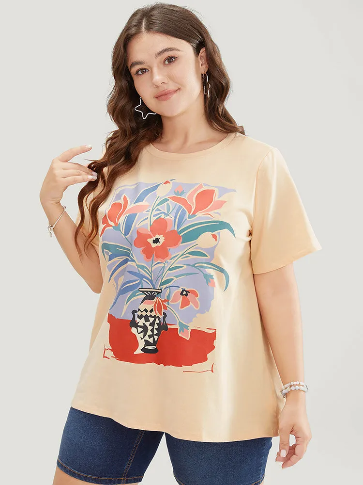 Floral Print Drop Shoulder Soft Graphic Tee sold by Bloomchic product image thumbnail 3