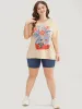 Floral Print Drop Shoulder Soft Graphic Tee sold by Bloomchic