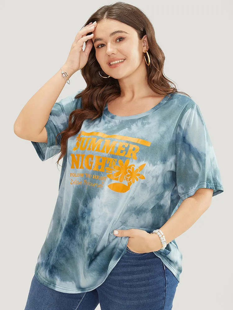 Tie Dye Round Neck Letter Graphic T-shirt sold by Bloomchic product image thumbnail 3