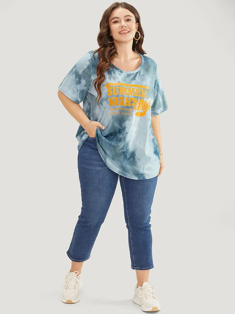 Tie Dye Round Neck Letter Graphic T-shirt sold by Bloomchic product image thumbnail 4