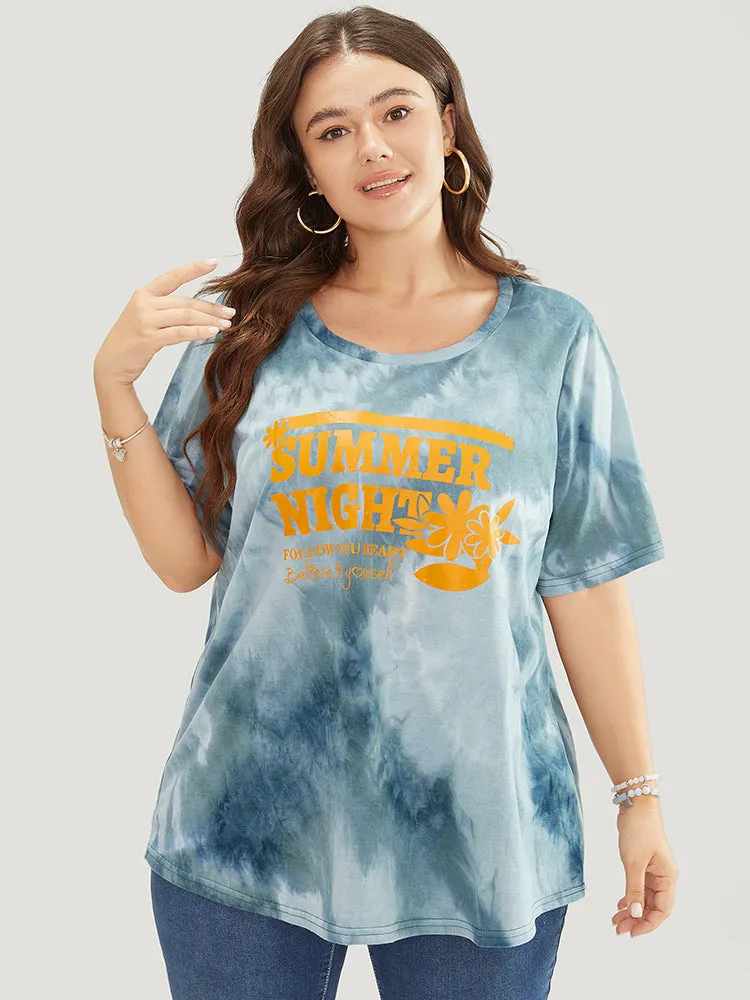 Tie Dye Round Neck Letter Graphic T-shirt sold by Bloomchic product image thumbnail 5