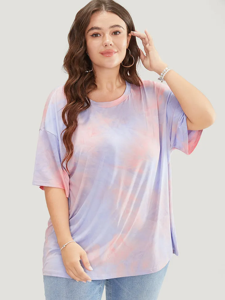 Tie Dye Round Neck Half Sleeve T-shirt sold by Bloomchic product image thumbnail 5