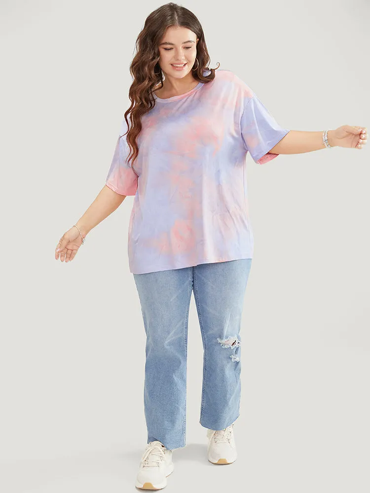 Tie Dye Round Neck Half Sleeve T-shirt sold by Bloomchic product image thumbnail 4