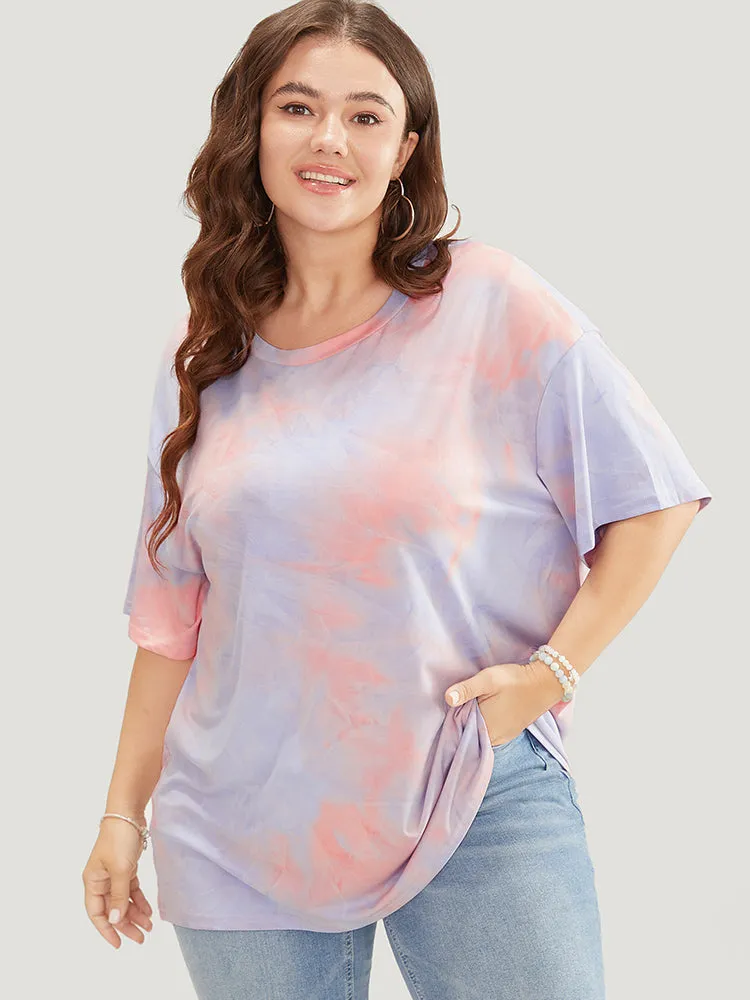 Tie Dye Round Neck Half Sleeve T-shirt sold by Bloomchic