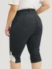 Very Stretchy High Rise Medium Wash Guipure Lace Knee Denim Shorts sold by Bloomchic