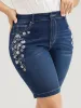 Very Stretchy High Rise Dark Wash Floral Embroidered Denim Shorts sold by Bloomchic