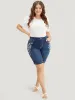 Very Stretchy High Rise Dark Wash Floral Embroidered Denim Shorts sold by Bloomchic