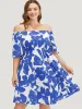 Floral Ruffle Sleeve Pocket Off Shoulder Dress sold by Bloomchic