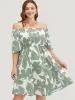 Floral Ruffle Sleeve Pocket Off Shoulder Dress sold by Bloomchic