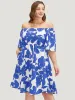 Floral Ruffle Sleeve Pocket Off Shoulder Dress sold by Bloomchic