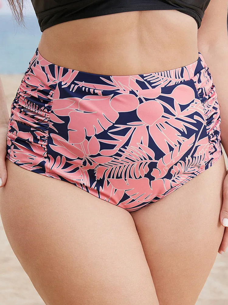 Plant Print Ruched Side Swim Bottom sold by Bloomchic