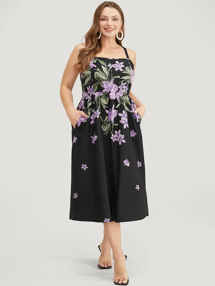 Floral Pocket Adjustable Straps Ruffle Hem Cami Dress sold by Bloomchic product image thumbnail 3