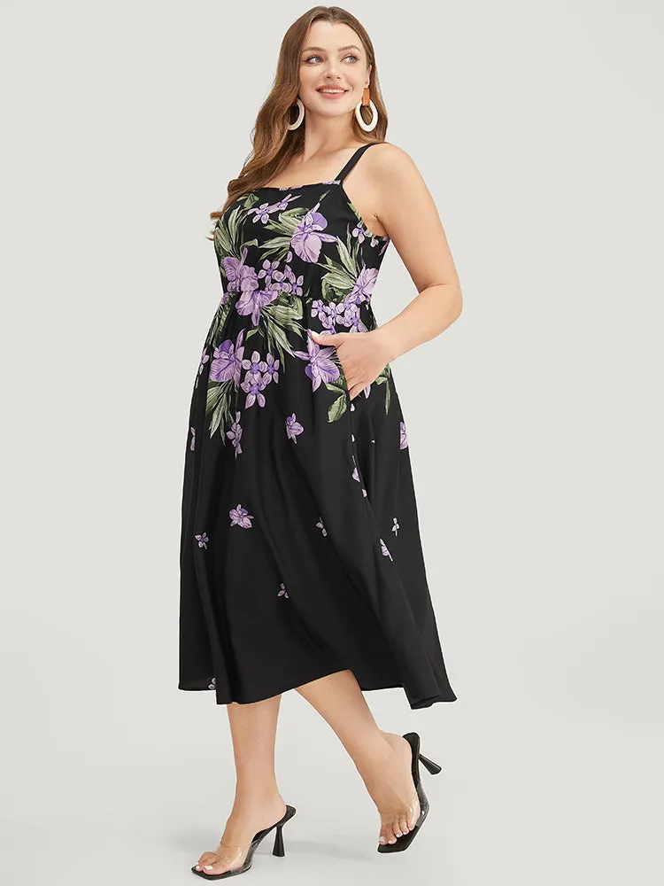 Floral Pocket Adjustable Straps Ruffle Hem Cami Dress sold by Bloomchic product image thumbnail 4