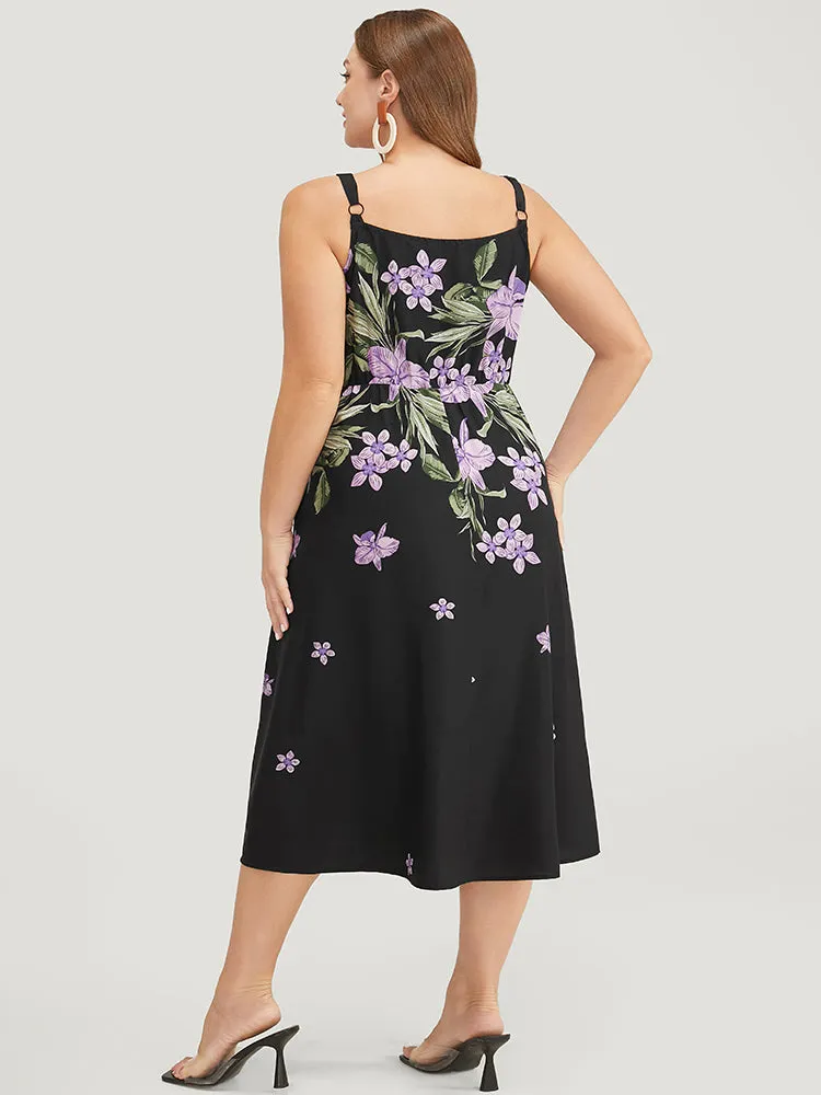 Floral Pocket Adjustable Straps Ruffle Hem Cami Dress sold by Bloomchic product image thumbnail 5