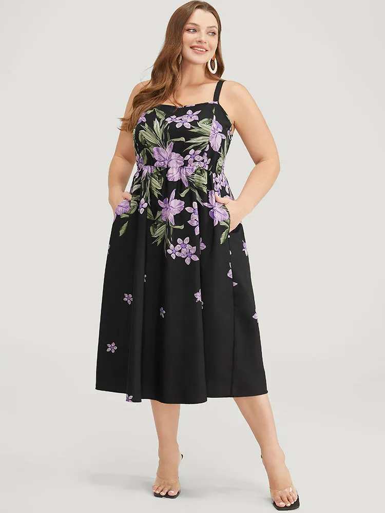 Floral Pocket Adjustable Straps Ruffle Hem Cami Dress sold by Bloomchic product image thumbnail 2