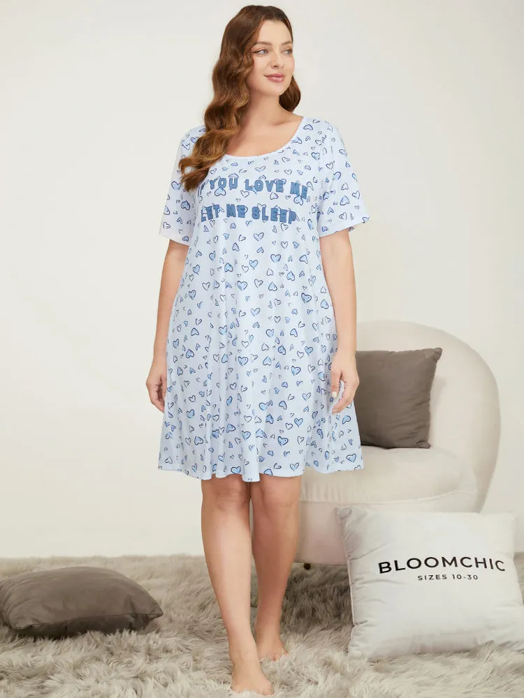Heart & Letter Print Scoop Neck Pocket Sleep Dress sold by Bloomchic product image thumbnail 4