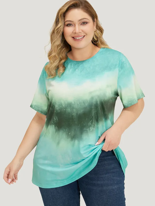 Tie Dye Drop Shoulder Round Neck T-shirt sold by Bloomchic