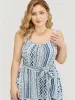Geometric Print Belted Flutter Tiered Pocket Cami Dress sold by Bloomchic