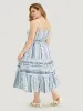 Geometric Print Belted Flutter Tiered Pocket Cami Dress sold by Bloomchic