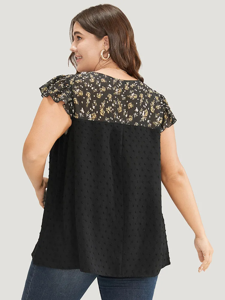 Ditsy Floral Patchwork Ruffle Cap Sleeve Blouse sold by Bloomchic product image thumbnail 5