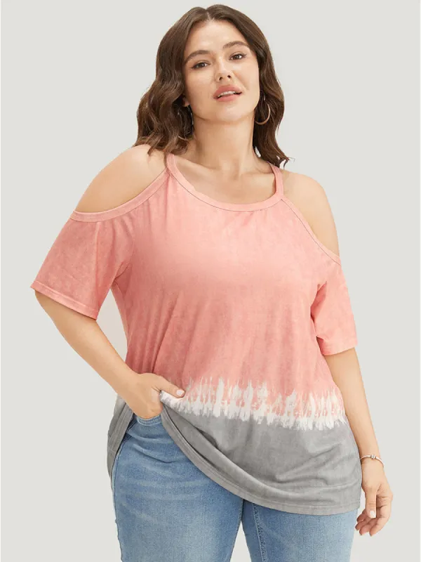 Tie Dye Cold Shoulder T-shirt sold by Bloomchic