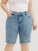 Skinny Moderately Stretchy Dark Wash Raw Hem Denim Shorts sold by Bloomchic