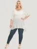 Solid Ruffle Trim Dolman Sleeve Lace Asymmetrical Hem Knit Top sold by Bloomchic