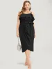 Solid Ruffle Trim Belt Pleated Detail Bodycon Cami Dress sold by Bloomchic