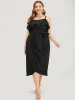 Solid Ruffle Trim Belt Pleated Detail Bodycon Cami Dress sold by Bloomchic