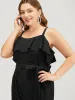 Solid Ruffle Trim Belt Pleated Detail Bodycon Cami Dress sold by Bloomchic