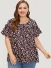 Ditsy Floral Frill Trim Gathered Ruffle Sleeve Blouse sold by Bloomchic