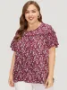 Ditsy Floral Frill Trim Gathered Ruffle Sleeve Blouse sold by Bloomchic