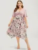 Floral Hanky Hem Ruffle Pocket Ruched Drawstring Dress sold by Bloomchic
