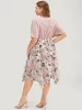 Floral Hanky Hem Ruffle Pocket Ruched Drawstring Dress sold by Bloomchic
