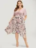 Floral Hanky Hem Ruffle Pocket Ruched Drawstring Dress sold by Bloomchic