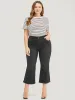 Bootcut Slightly Stretchy High Rise Black Wash Cropped Jeans sold by Bloomchic