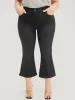 Bootcut Slightly Stretchy High Rise Black Wash Cropped Jeans sold by Bloomchic